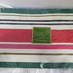 NEW Set of 4 Kate Spade New York "Maple Street" Striped Vinyl Holiday Placemats